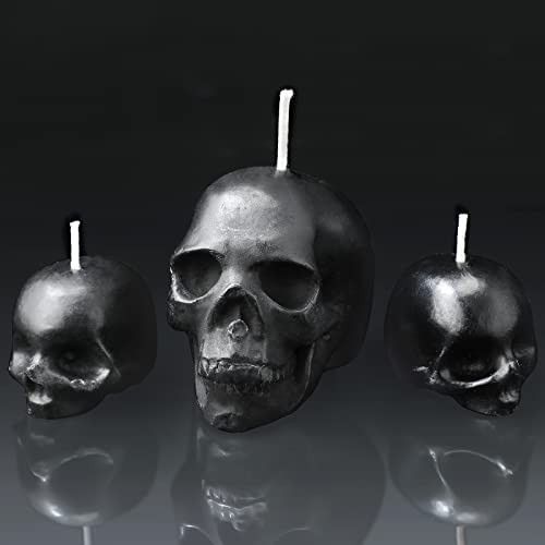 3 Pieces Skull Candles Set Decorative Themed Candles for Halloween Gothic Decor Horror Goth Room ... | Amazon (US)
