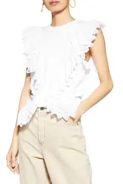 Broderie Front Ruffle Tank Top | Nordstrom