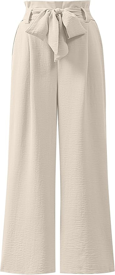 ANRABESS Womens Wide Leg Palazzo Pants Belted High Waisted Business Casual Flowy Long Trousers wi... | Amazon (US)
