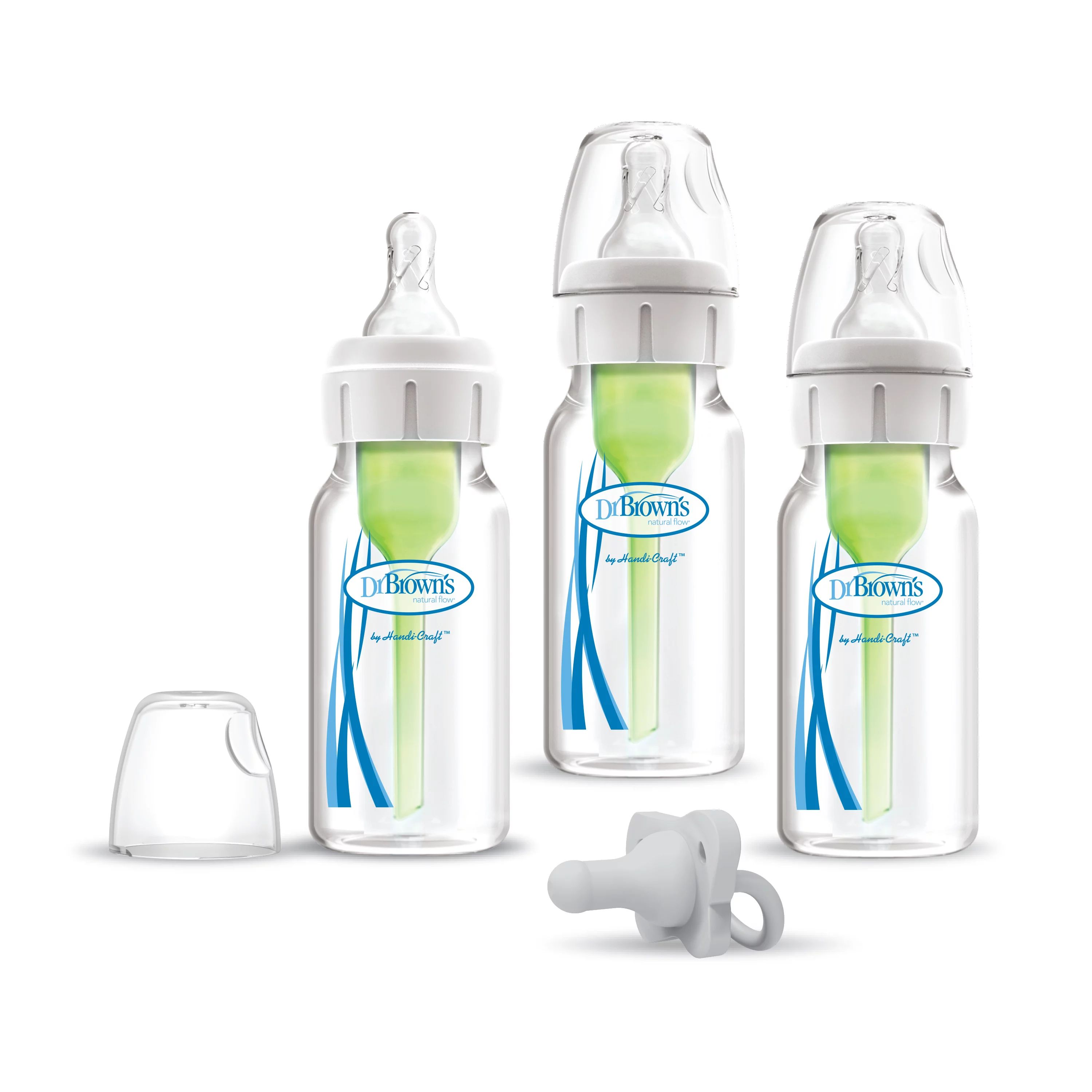 Dr. Brown's Options+ Narrow Anti-Colic Baby Bottle, 4oz/120mL, 3-Pack with Gray HappyPaci | Walmart (US)