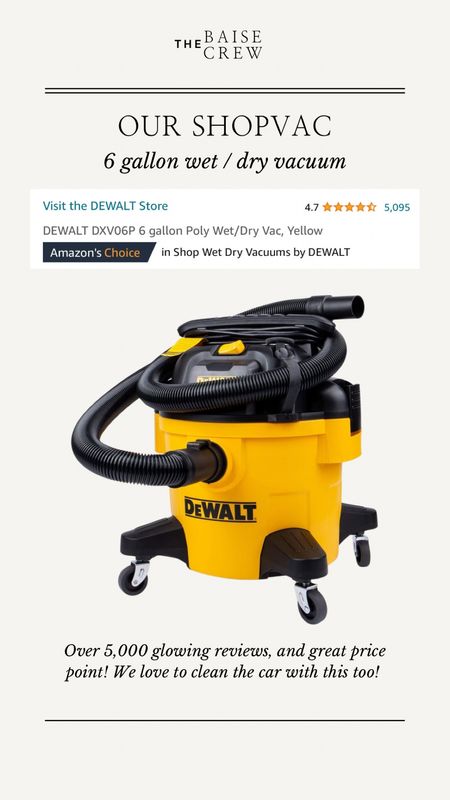 Our shop vac works for wet and dry surfaces! We love to use this for so many jobs around the home!!