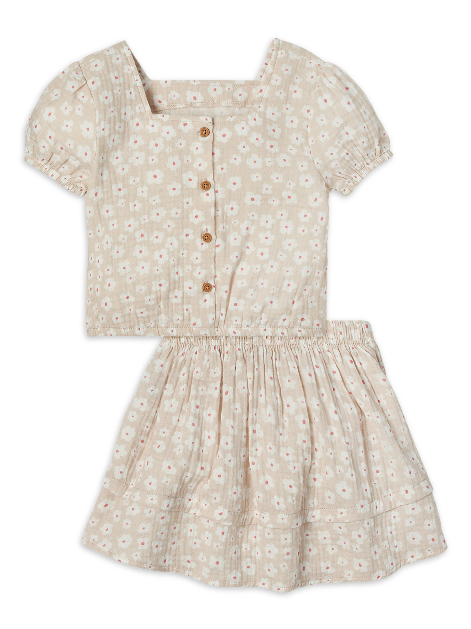 Modern Moments by Gerber Baby and Toddler Girls Top and Skirt Set, 2-Piece, Sizes 12M-5T | Walmart (US)