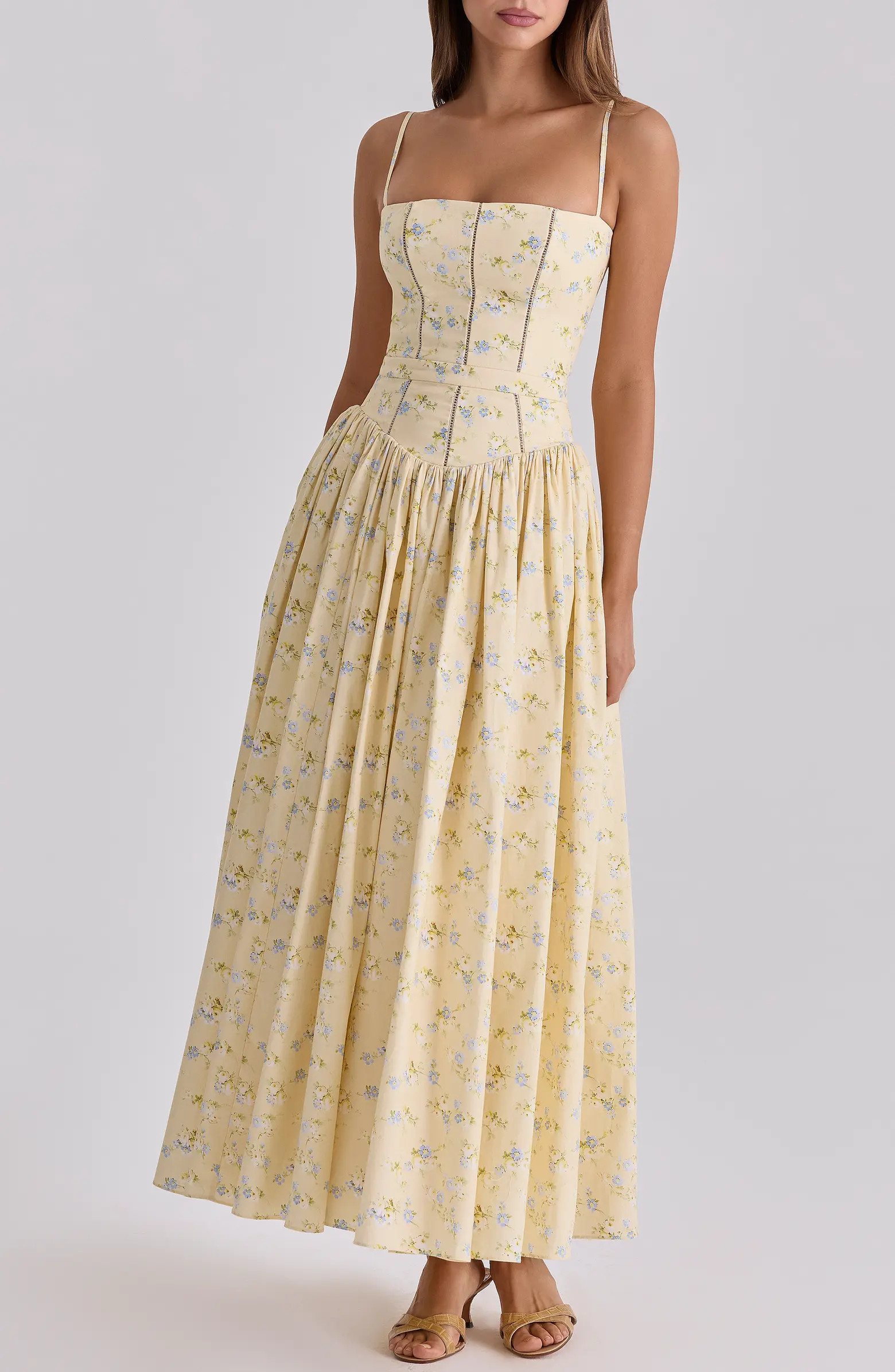 Ysabella Floral Stretch Cotton Maxi Sundress | Nordstrom