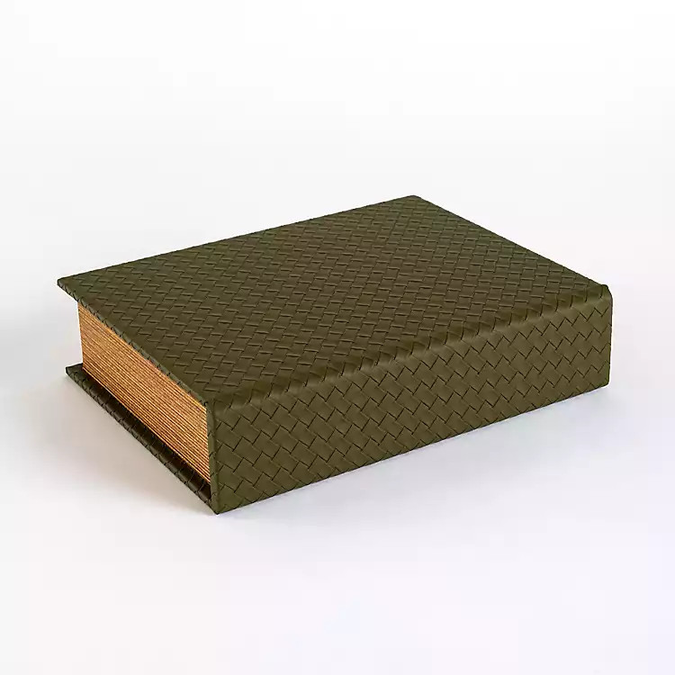 Olive Green Woven Faux Leather Book Box, 11.5 in. | Kirklands