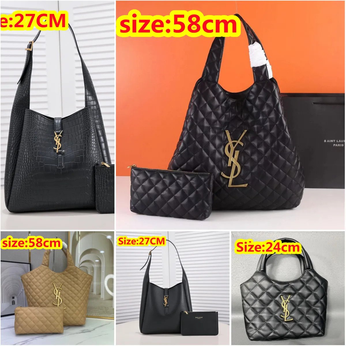 YSL Dupe Tote Shopping Bags Lambskin Large Shoulder Genuine Leather Women Crossbody Fashion Handb... | DHGate