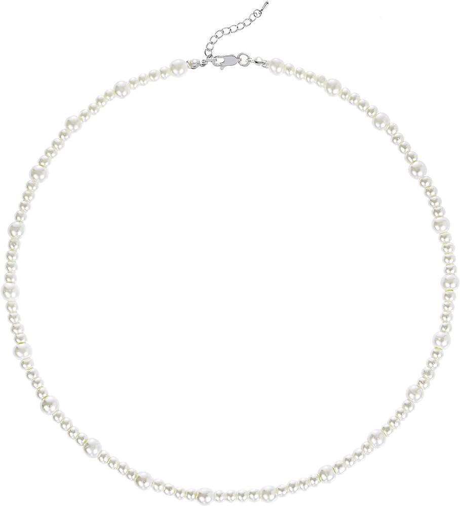 BABEYOND Round Imitation Pearl Necklace Wedding Pearl Necklace for Brides | Amazon (US)