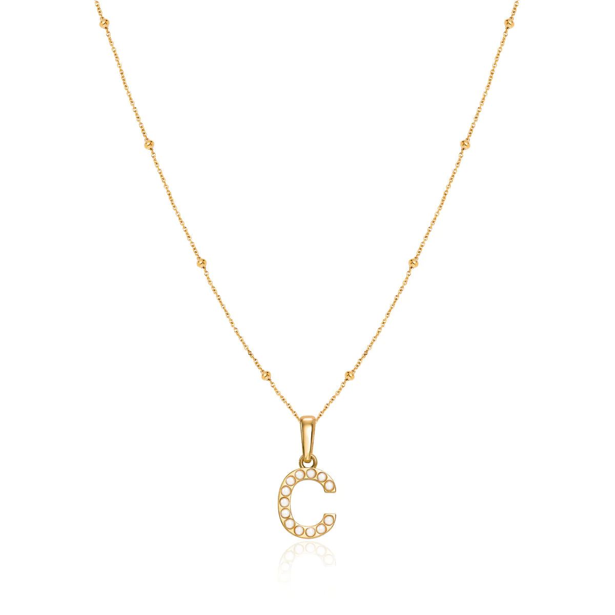 Pearl Initial Sphere Necklace (Gold) | Abbott Lyon