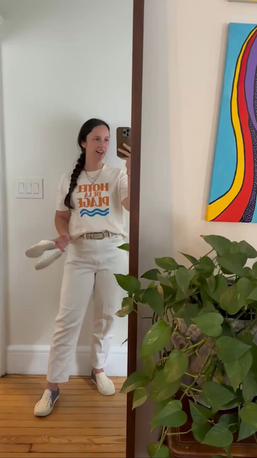 Easy toddler mom outfit formula, graphic tee, jeans and the most comfortable shoes!! 

Wearing medium in the tee, shoes are TTS a 6 fits me but I should have gone for a 7