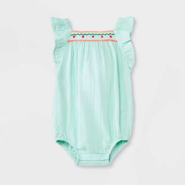 Baby Girls' Trim Romper - Cat & Jack™ Mint Green | Target