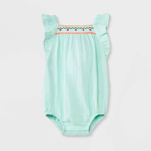 Baby Girls' Trim Romper - Cat & Jack™ Mint Green | Target