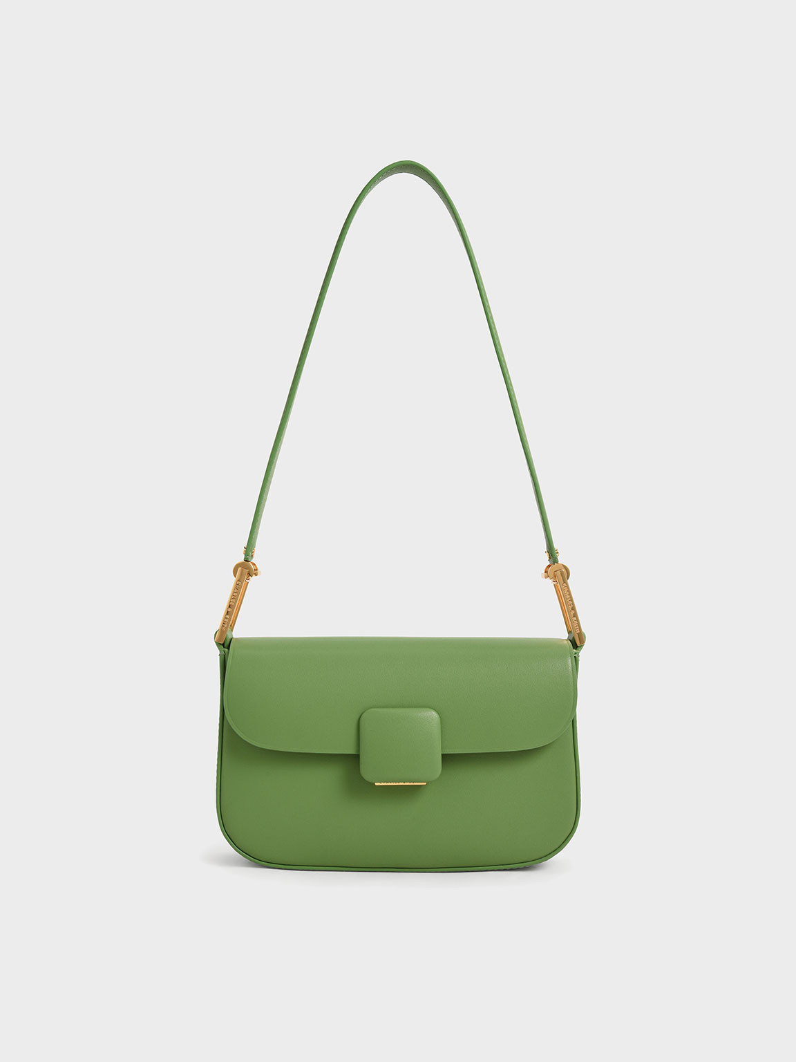 Koa Square Push-Lock Shoulder Bag
 - Green | Charles & Keith UK