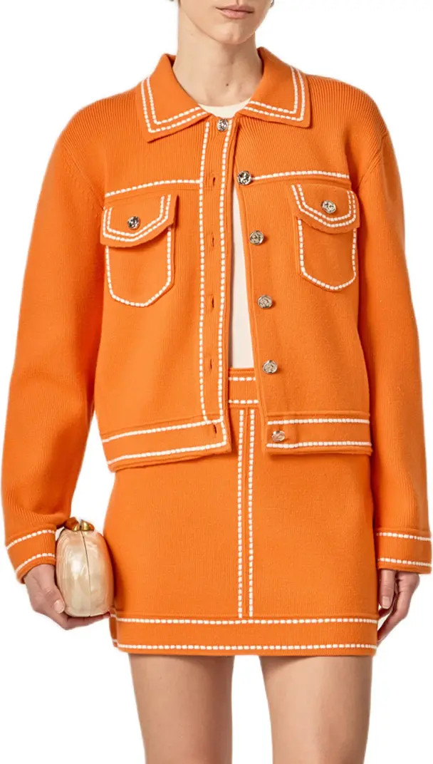 Denim Look Collared Cardigan | Nordstrom