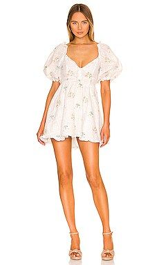 For Love & Lemons Yolonda Puff Sleeve Mini Dress in White from Revolve.com | Revolve Clothing (Global)