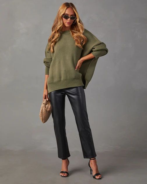 Elouise Knit Oversized Pullover Sweater - Olive | VICI Collection