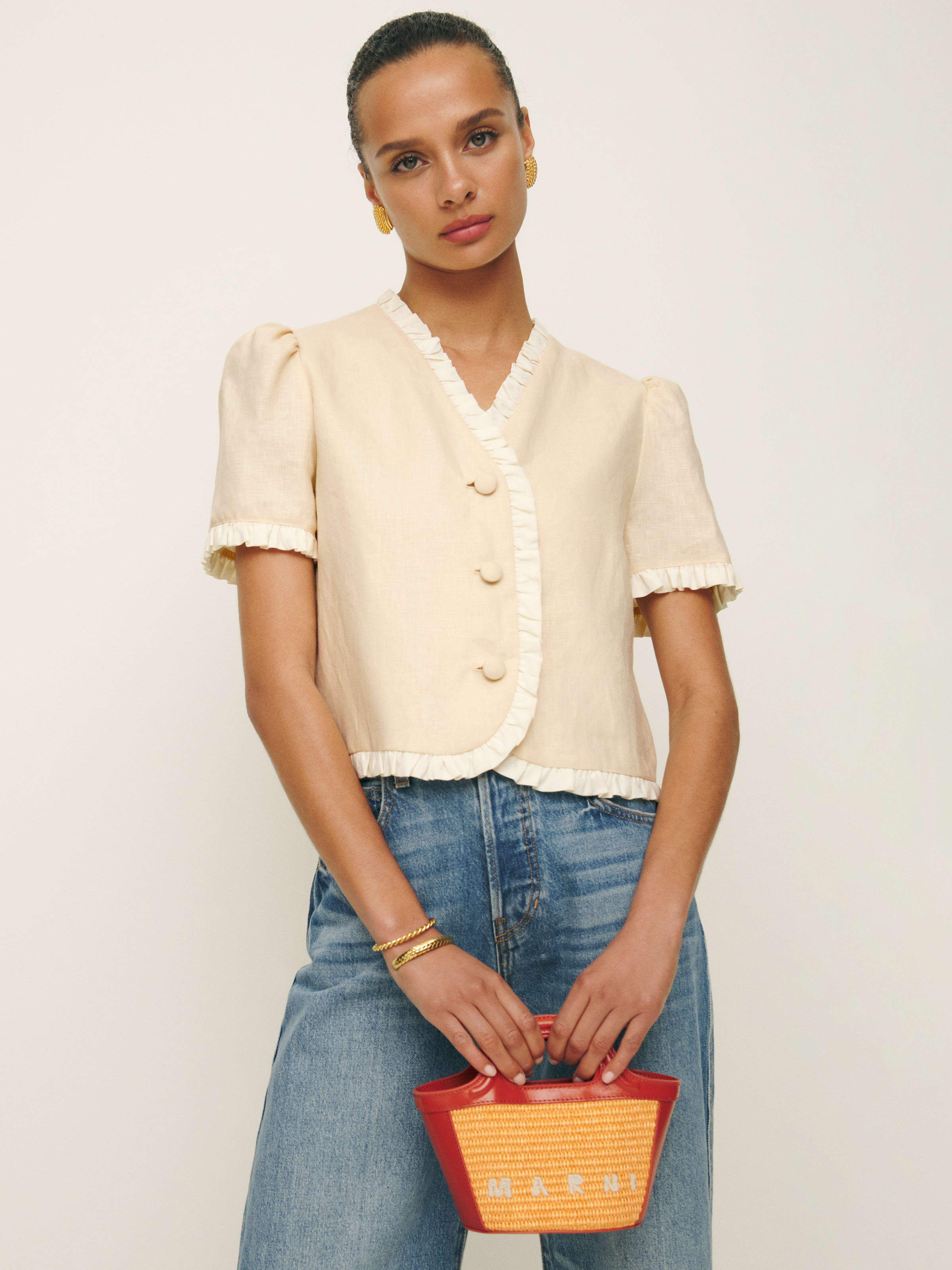 Bess Linen Top | Reformation (Global)