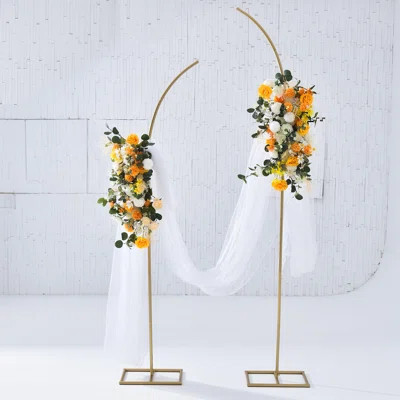 Metal Arch Backdrop Stand Set Of 2 Gold Curved Top Wedding Arch Frames,6ft & 8ft Balloon Arched Backdrop Stand For Ceremony Birthday Anniversary Brida | Wayfair North America