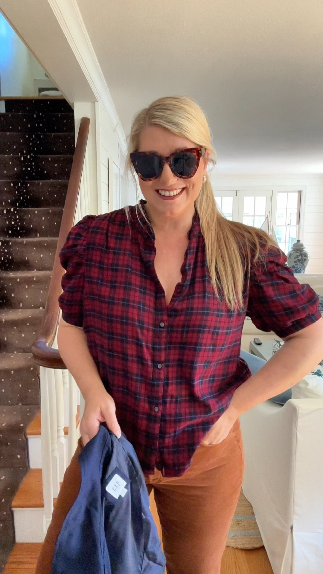 My OOO today. Feeling the fall vibes with this September outfit, note that these corduroy pants are always a favorite. They come in tall, reg, & petite and are straight leg with a fitted waist. Shirt is flannel and trench is twill. These leather horsebit mule loafers already feel broken in brand new. 

#LTKFallSale #LTKVideo #LTKOver40