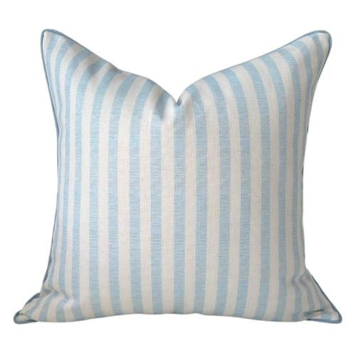 Jillien Harbor Throw Pillow for Home Harvey Striped Style Pillow Cover Coastal Grandmillennial Pillow Cover 20" x 20" Grandmillennial Home Decor Coastal Home Decor | Amazon (US)
