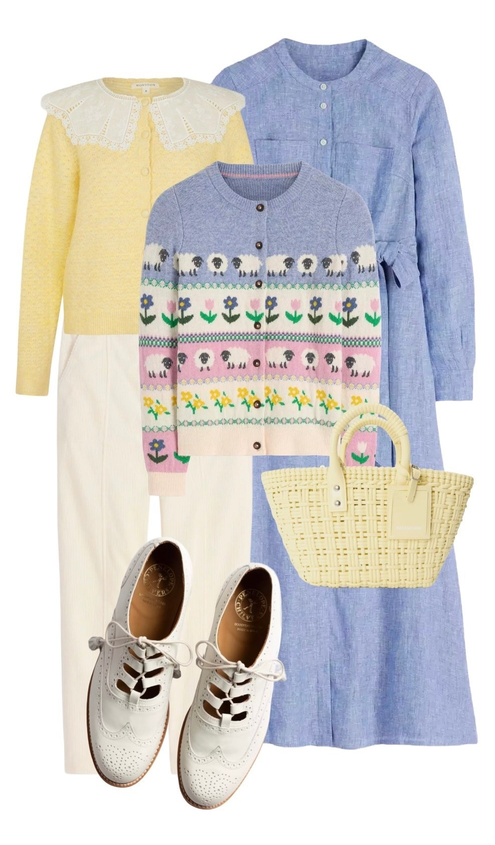 Spring Vibes 🌼🌼🌼

Yellow Collar Cardigan - Monsoon

Spring Fair Isle Cardigan - Boden from John Lewis

Blue Linen Belted Midi Dress - Boden

Cream Cord Trousers (sale) - Boden

Yellow / Lemon Bistro Basket Bag - Balenciaga from Flannels outlet sale

Shoes - Penelope Chilvers 

#LTKootd #LTKSeasonal #LTKSpringSale