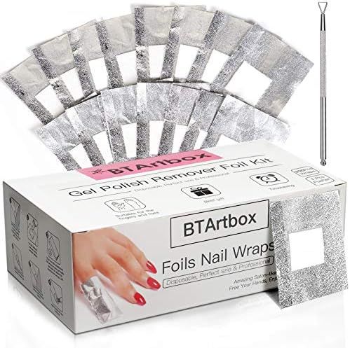A-200pcs Nail Foil Wraps + 1pcs Cuticle Pusher | Amazon (US)