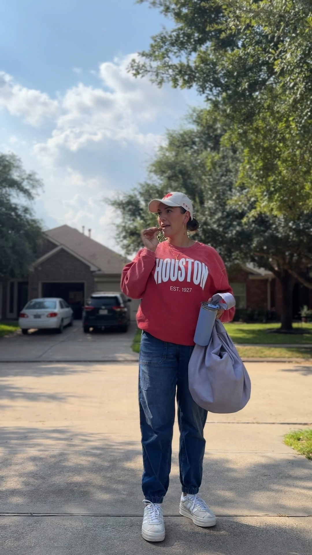 Casual work outfit 

Houston sweatshirt - wearing a large / fits oversized
Jogger jeans - do tts for a loose fit 
Adidas 
Lululemon hat - from Canada for the Olympics!! 

#LTKShoeCrush #LTKFindsUnder50 #LTKMidsize