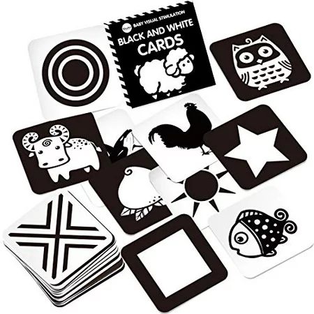 Youwo Black and White Flash Card for Baby 24 Cards 48 Pages 5.4 x 5.4 Baby Visual Stimulation High C | Walmart (US)