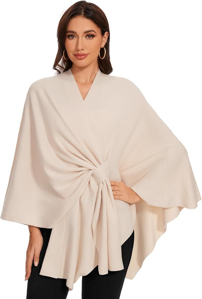 Cross Front Shawl Wraps for Women Soft Warm Wedding Travel Shawls Poncho Sweater Cape | Amazon (US)