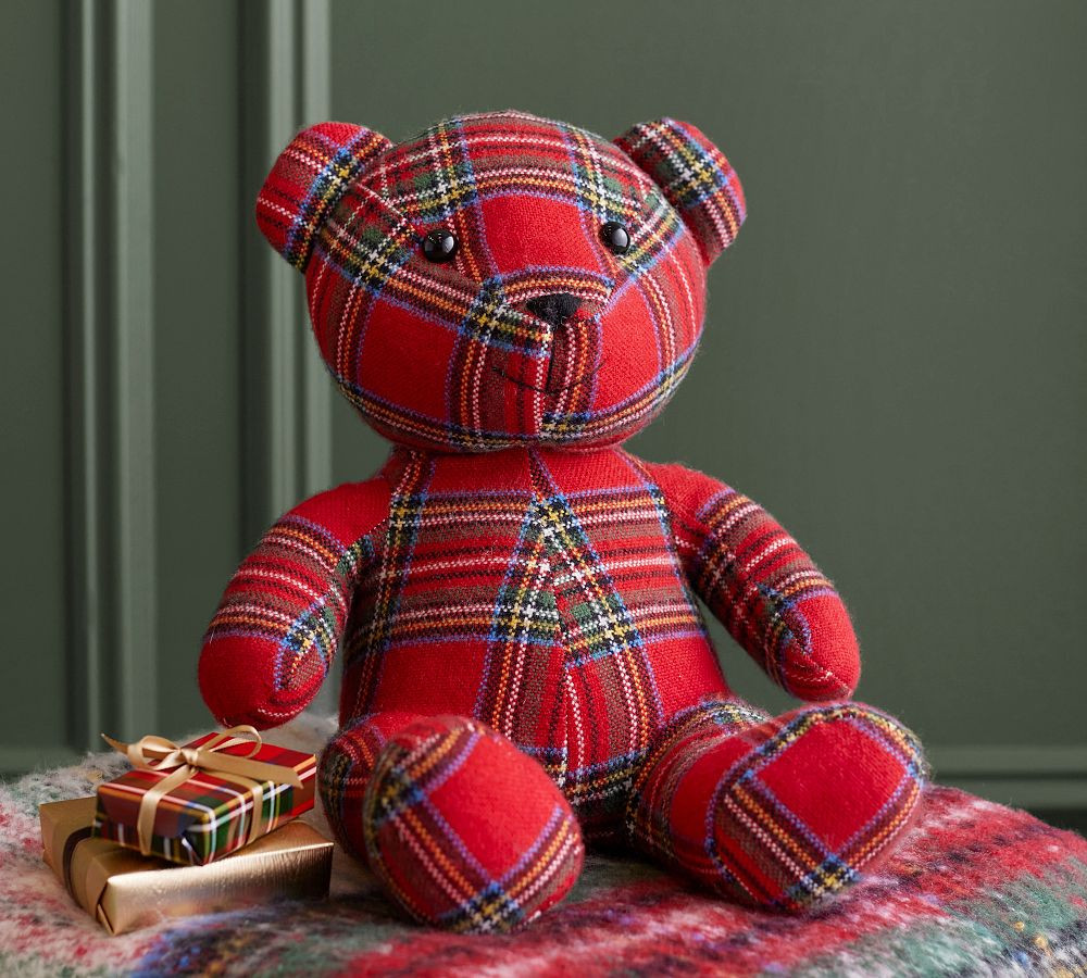 Stewart Plaid Bear Pillow | Pottery Barn (US)
