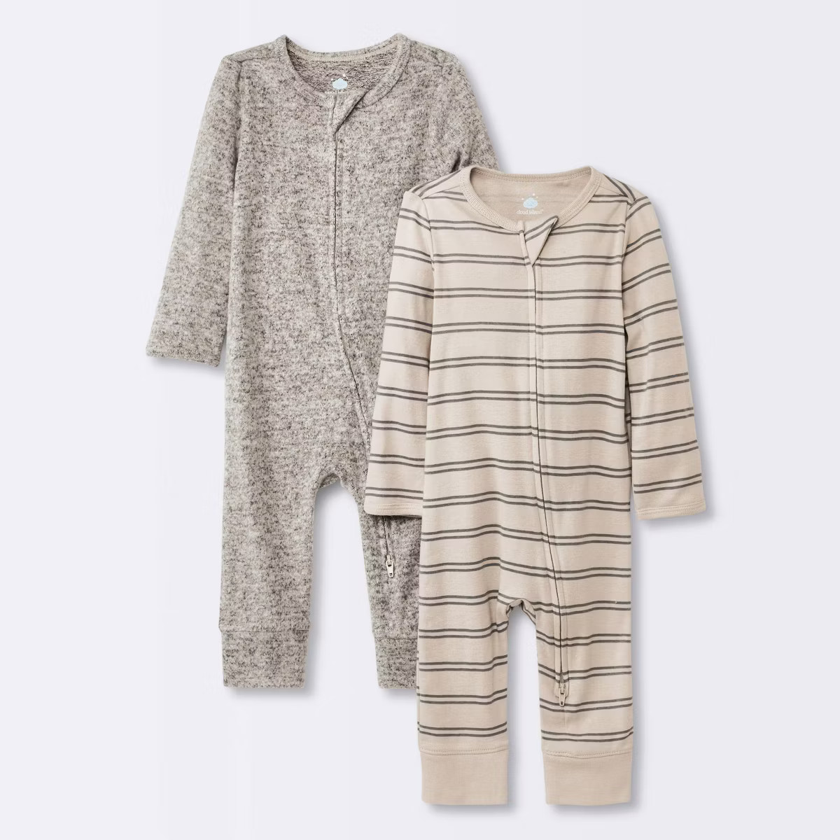 Baby 2pk Cozy Romper - Cloud Island™ Brown | Target