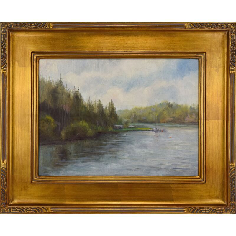 Landscape Painting Lake w/ Pines -Barton | One Kings Lane