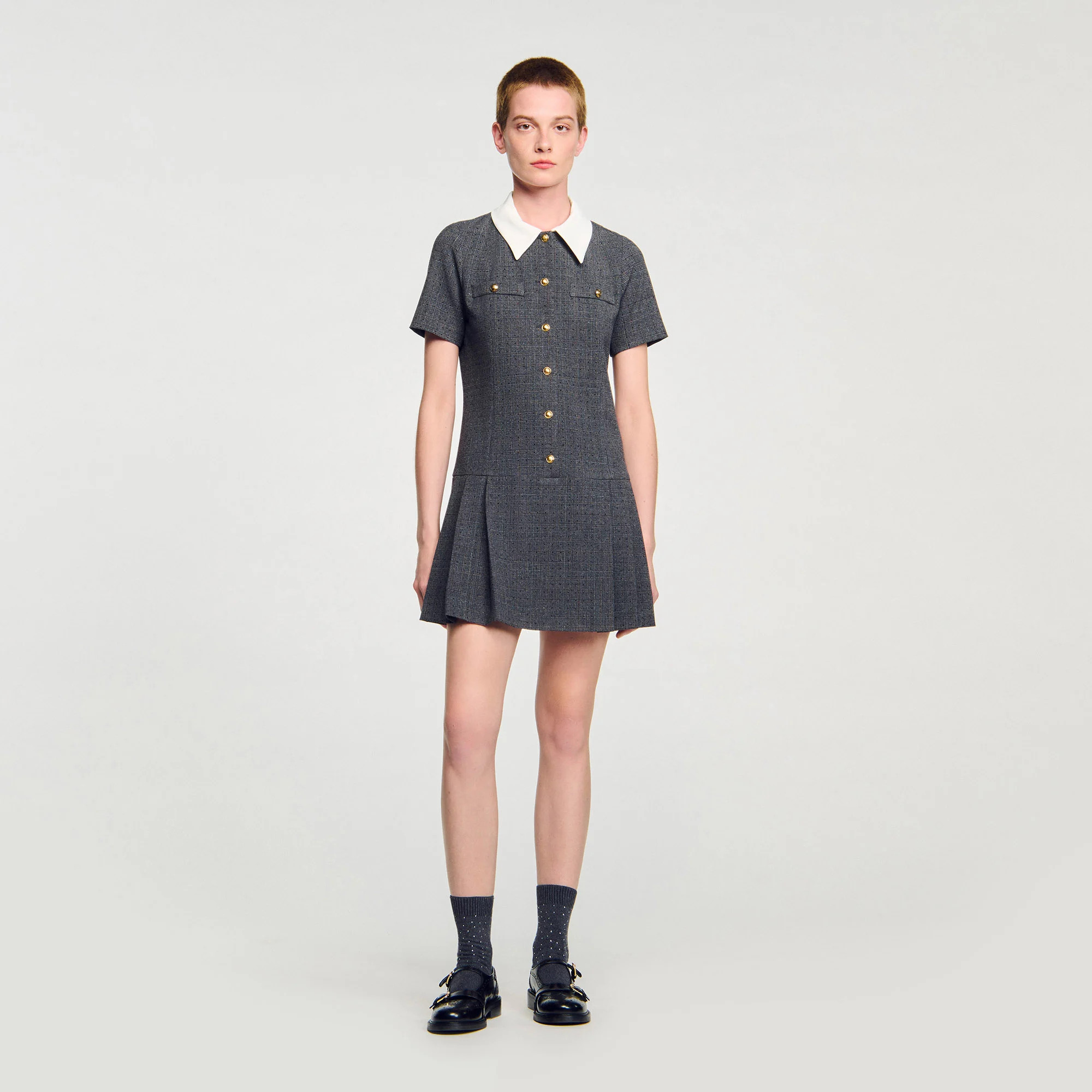 Mini pleated dress with rhinestones | Sandro US | Sandro-Paris US