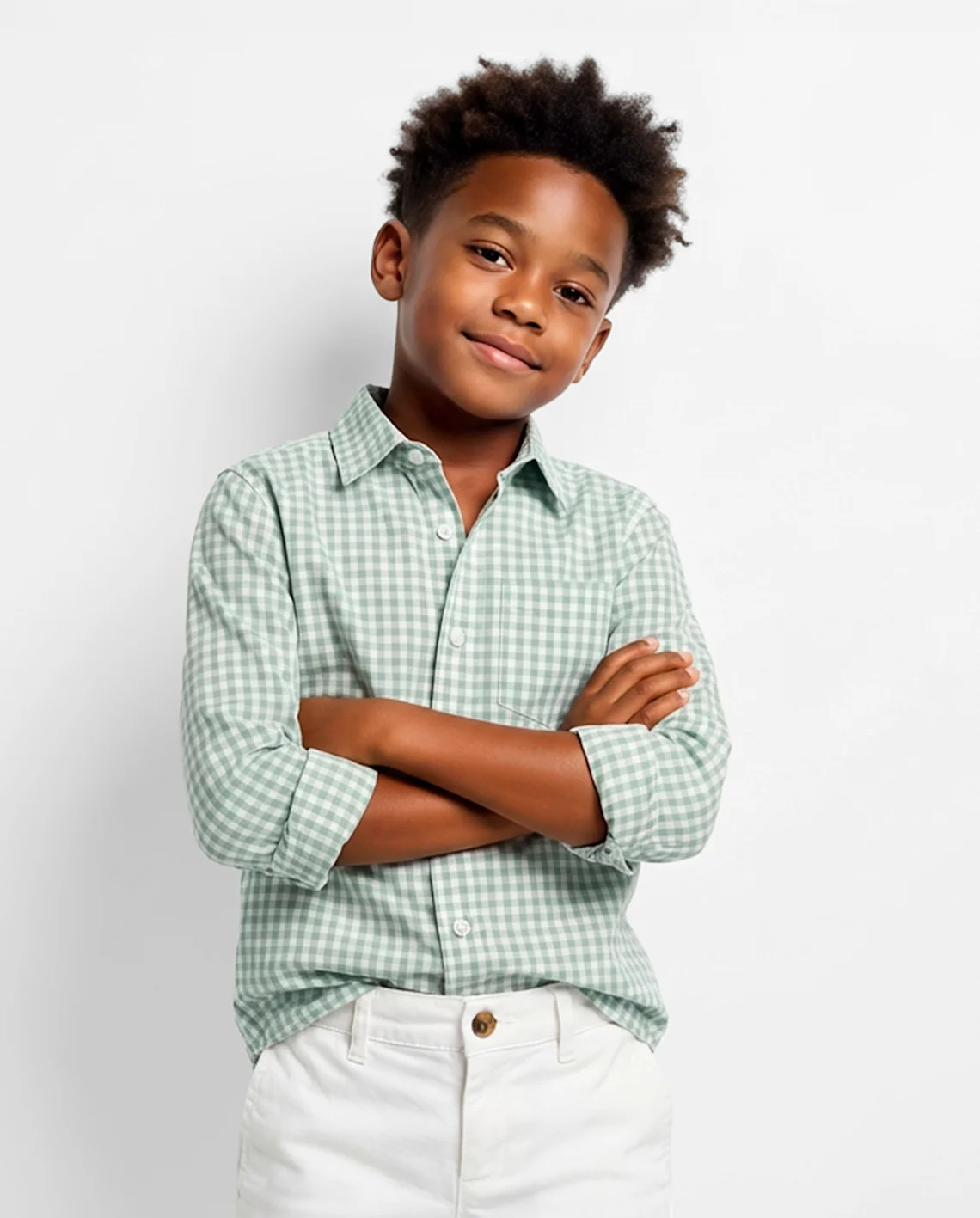 Boys Dad And Me Gingham Poplin Button Up Shirt - green | The Children's Place