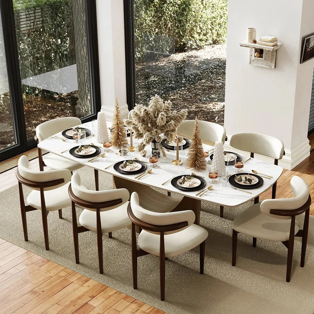 Hobart Modern Dining Room Sets, Pre-Assembly Rectangular Dining Table Sets, Sintered Stone Tabletop Kitchen Dining Table Set With Upholstered PU Leath | Wayfair North America