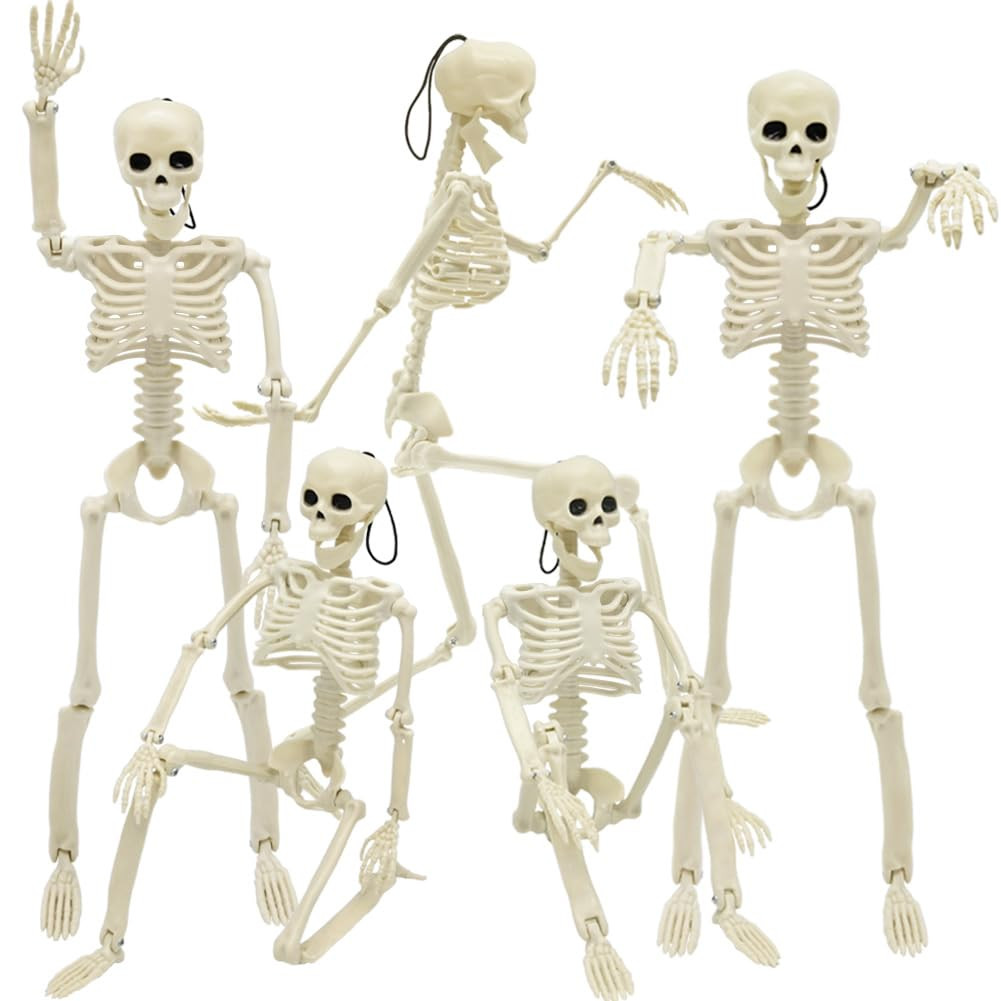 WODMAZ 5 Packs Halloween Skeletons, 16" Halloween Full Body Skeleton with Posable Joints for Haun... | Amazon (US)