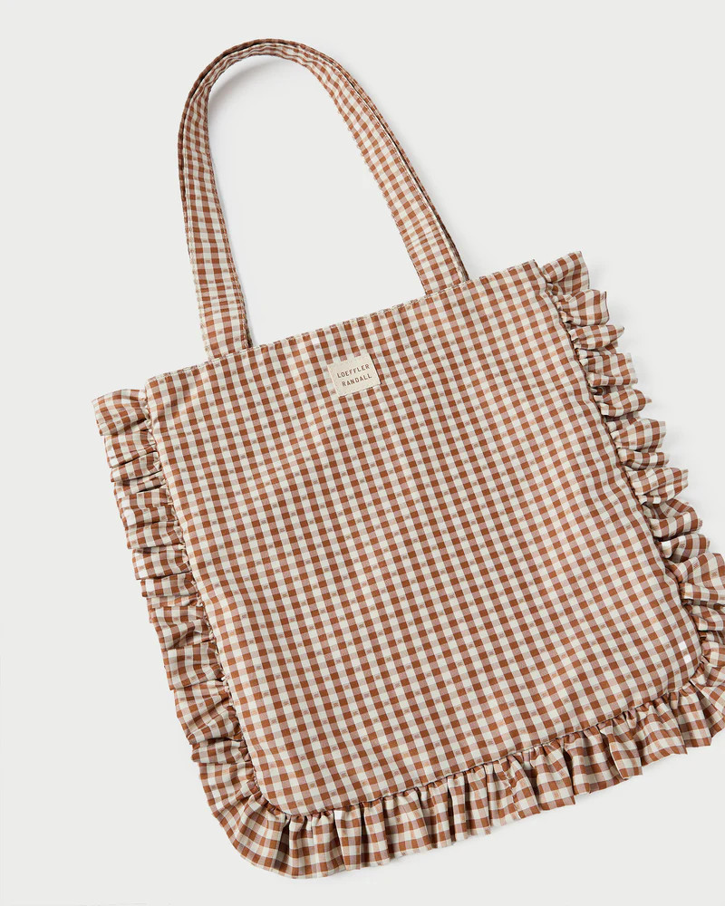 Justine Brown Gingham Ruffle Tote | Loeffler Randall