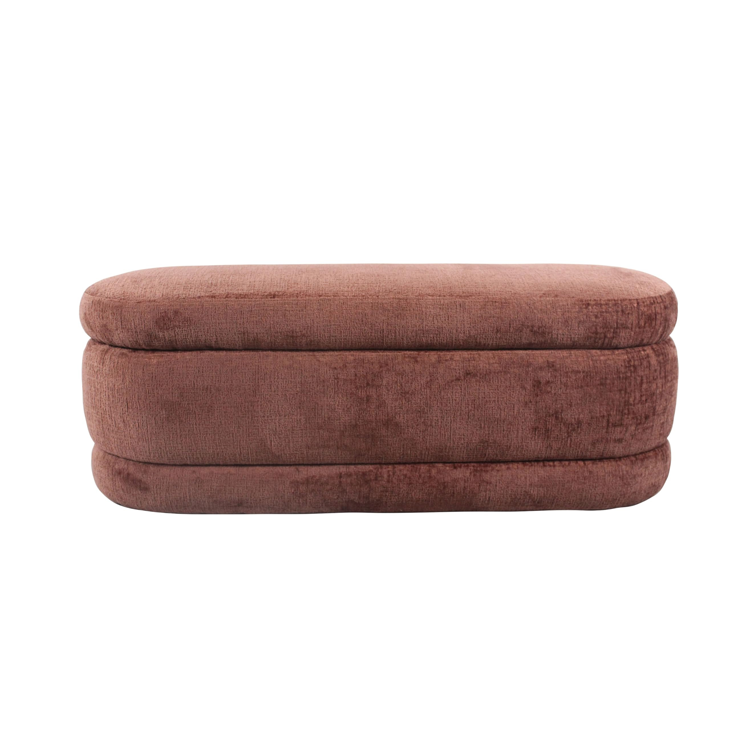 Bloomingville Chenille Fabric Upholstered Bench with Storage, Caramel Color | Amazon (US)