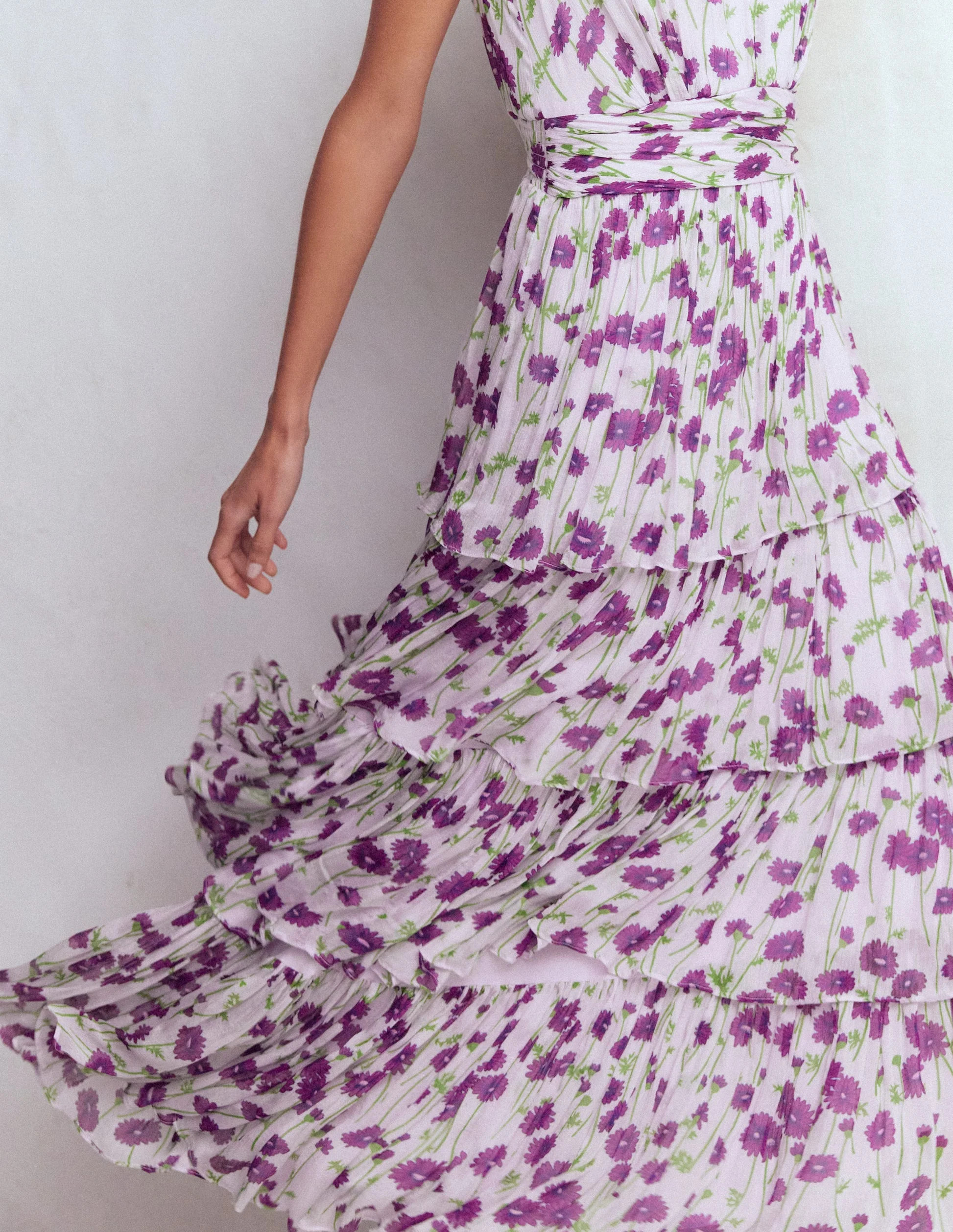 Tiered Sleeveless Dress-Purple Dandelion | Boden (US)