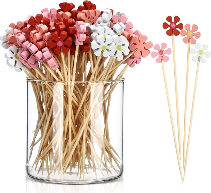400 Pcs Spring Summer Daisy Cocktail Picks Flower Bamboo Toothpicks Bulk Daisies Long Cocktail Sk... | Amazon (US)