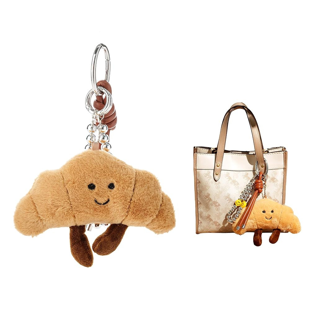 Croissant Plush Keychain - Cute Smiling Face Plushie Charm, Soft Fluffy Stuffed Charm for Purse, ... | Amazon (US)