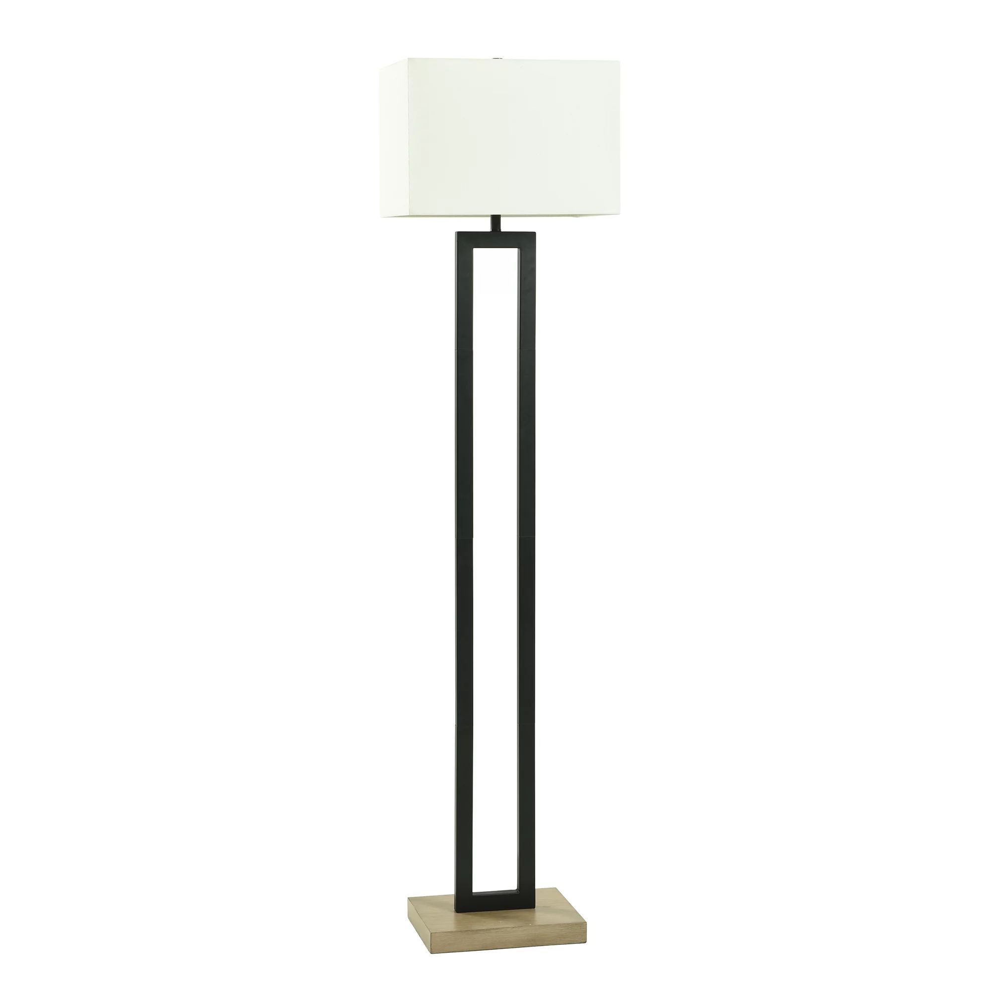 Better Homes & Gardens 61"H Metal Windowpane Floor Lamp, Black Finish with Faux Wood Base - Walma... | Walmart (US)