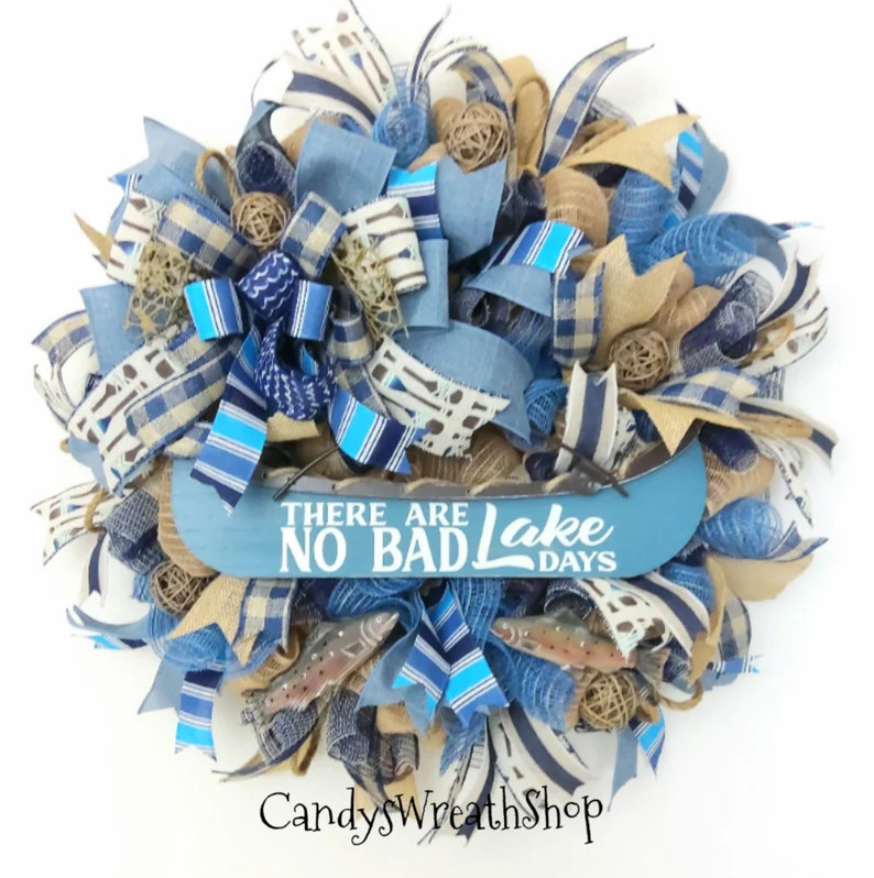 Lake Wreath, Fish Wreath, Lake Living, Cabin Wreath, Lakehouse Wreath, Everyday Wreath, Lake Deco... | Etsy (US)