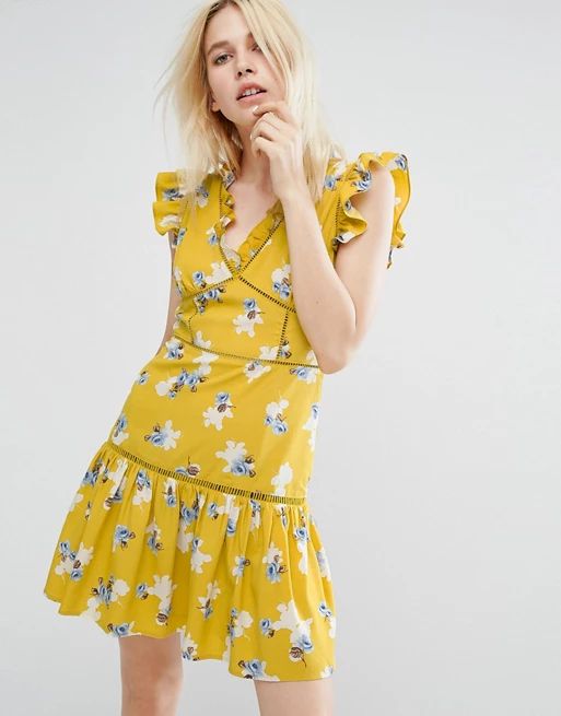 J.O.A Sleeveless Tea Dress With Ruffle Details In Vintage Floral | ASOS US