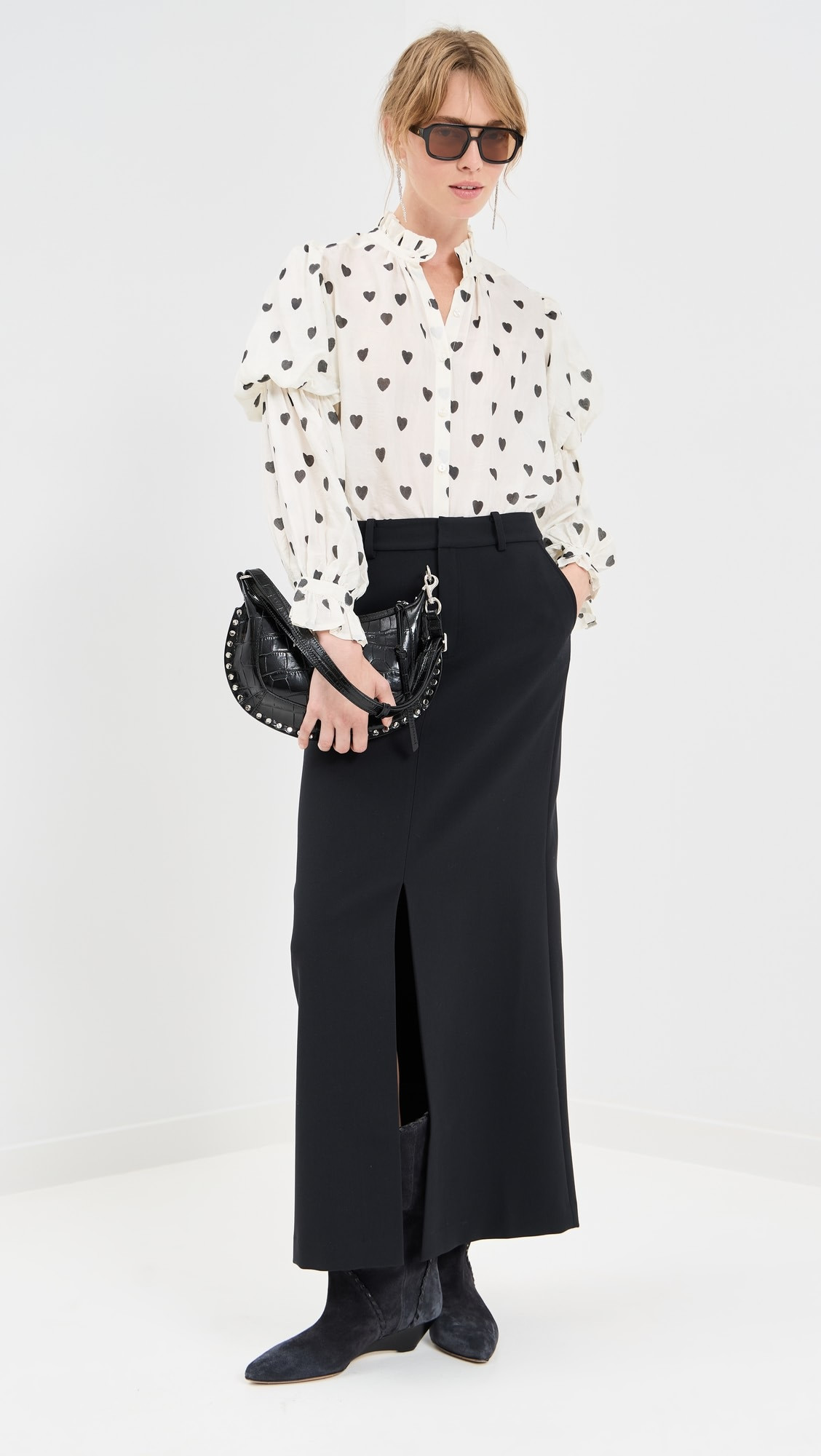 Mazie Onyx Heart Silk Shirt | Shopbop