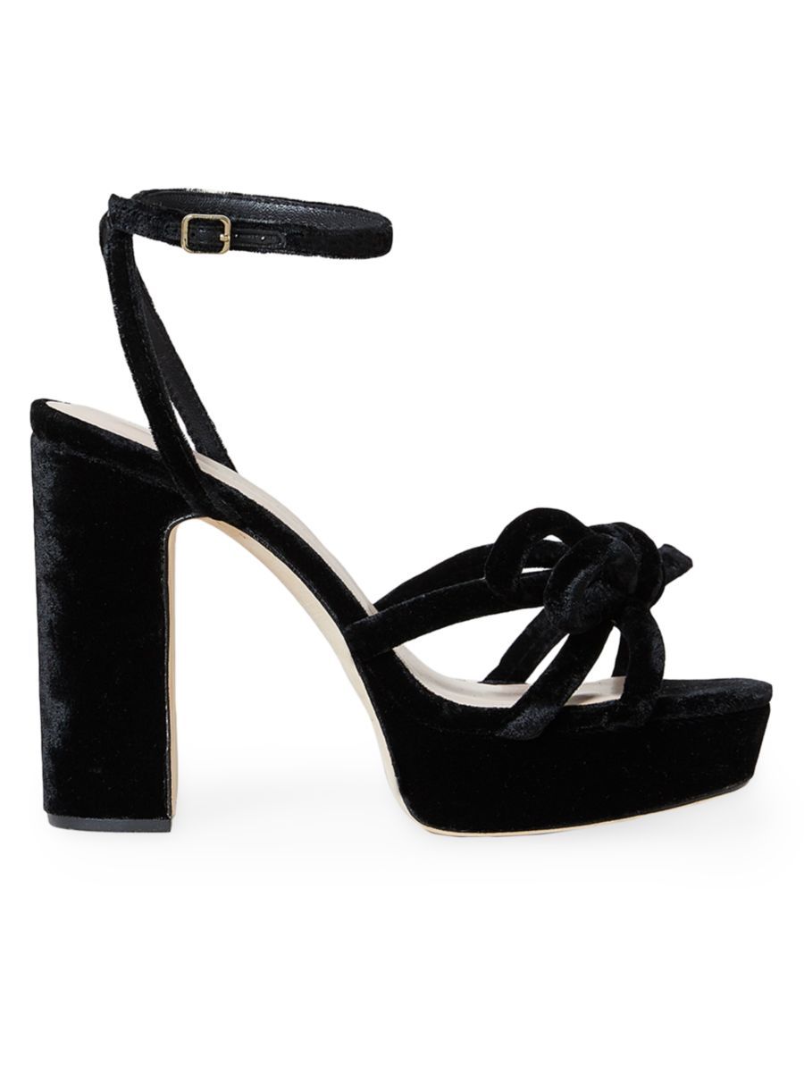 Loeffler Randall Melany Velvet Bow Heeled Platform Sandals | Saks Fifth Avenue