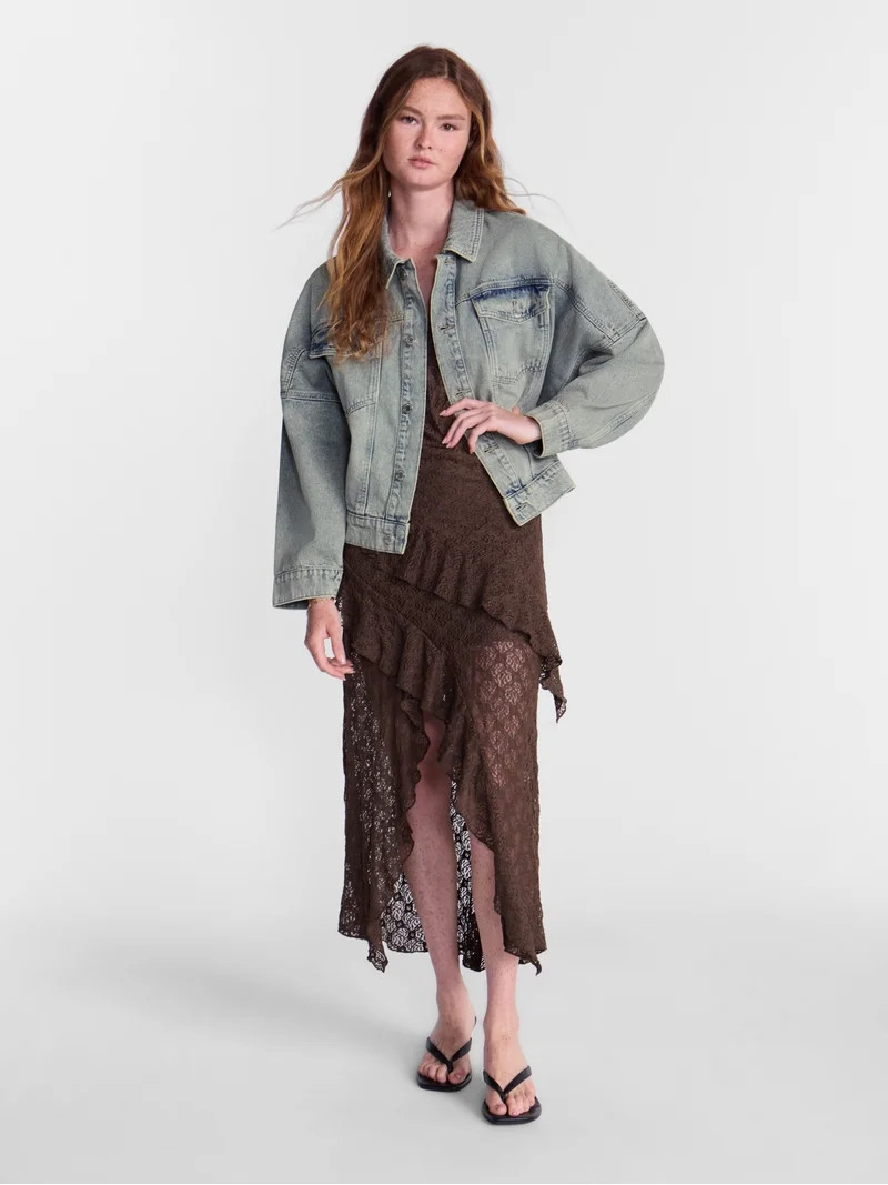 No Boundaries Oversized Denim Cotton Jacket, Women\u2019s XXS-4X | Walmart (US)