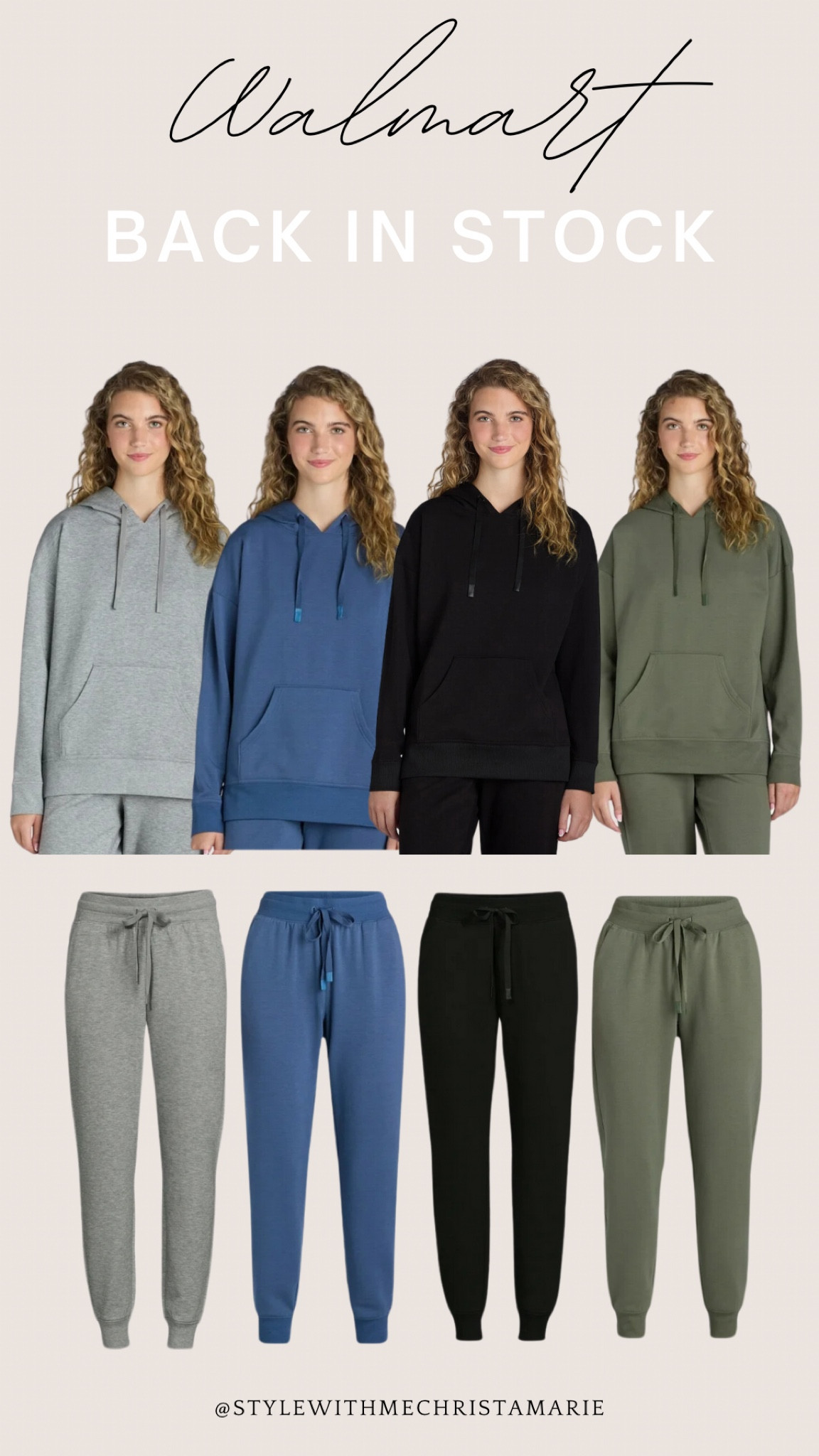 Walmart jogger hoodie sets! Can purchase individually. Back in stock! 

#LTKFindsUnder50 #LTKFindsUnder100 #LTKStyleTip