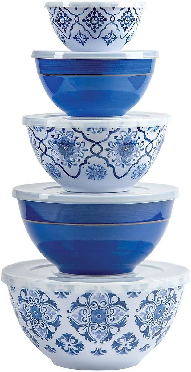 Multicolor Melamine Bowl Set with Lids 10-Piece (French Country) | Amazon (US)