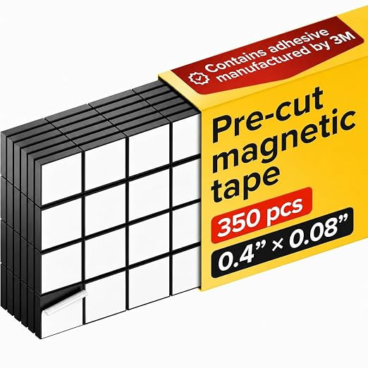 Pre-Cut Adhesive Magnetic Tape Squares, 0.4"x0.08" (10x2mm), 350 pcs | Sticky Magnetic Tape Squar... | Amazon (US)
