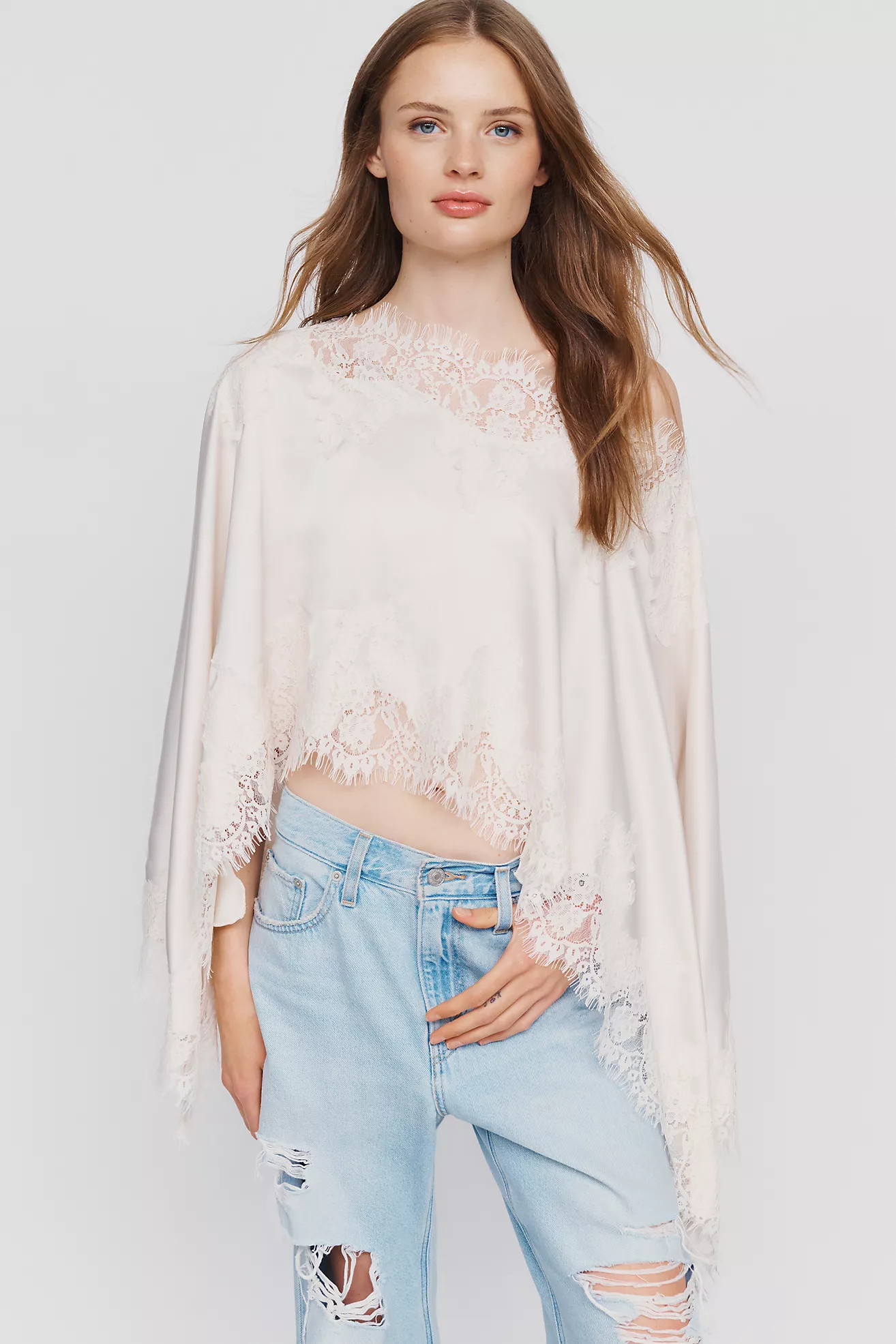 By Anthropologie Satin Lace Poncho | Anthropologie (US)