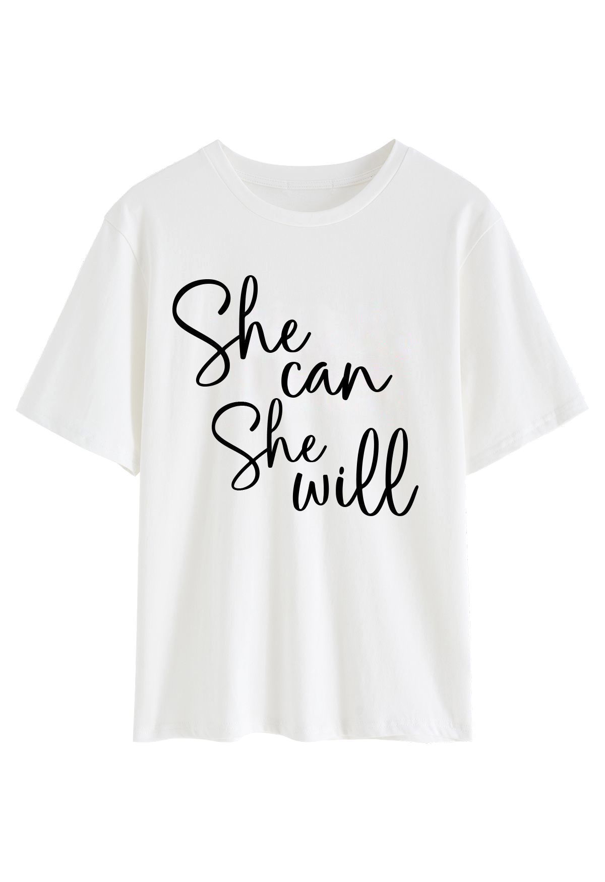 She Can She Will Crew Neck T-Shirt | Chicwish